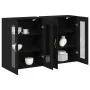 Gabinete Montado en la Pared Set de 2 Roble Negro Madera, Vidrio von , Sideboards - Ref: Foro24-3334319, Preis: 194,29 €, Rab...