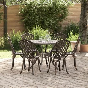 Conjunto de Comedor de Jardín de 7 Piezas de en Aluminio Fundido Bronce von , Gartenstühle - Ref: Foro24-3334712, Preis: 547,...