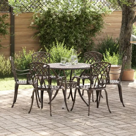 Juego de Comedor de Jardín de 7 Piezas en Aluminio Fundido Bronce von , Gartenstühle - Ref: Foro24-3334720, Preis: 650,30 €, ...