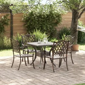 Conjunto de Comedor de Jardín de 5 Piezas de Aluminio Fundido Color Bronce de von , Gartenstühle - Ref: Foro24-3334736, Preis...