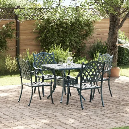 Conjunto de Comedor de Jardín de 5 Piezas en Verde de Aluminio Fundido | Foro24.es | Tu tienda online para hogar, jardín y más Foro24.es