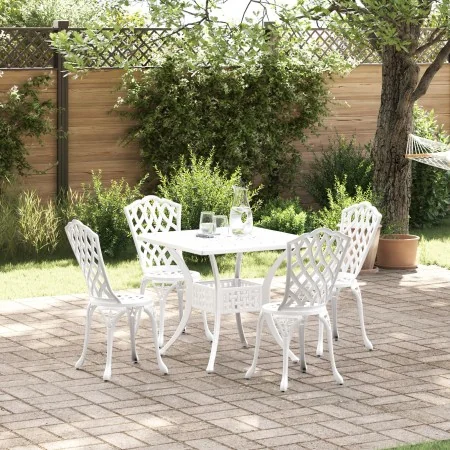 Conjunto de comedor para el jardín de 5 piezas de aluminio fundido blanco de , Sillas de jardín - Ref: Foro24-3334754, Precio...