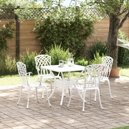 Conjunto de Comedor de Jardín de 5 Piezas Blanco de Aluminio Fundido von , Gartenstühle - Ref: Foro24-3334762, Preis: 511,78 ...