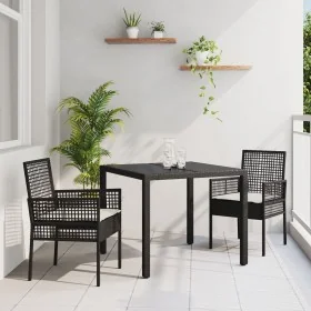 Conjunto de Comedor de Jardín de 3 Piezas con Cojines Ratan Sintético Negro von , Gartenstühle - Ref: Foro24-3334855, Preis: ...