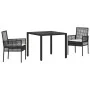 Conjunto de Comedor de Jardín de 3 Piezas con Cojines Ratan Sintético Negro von , Gartenstühle - Ref: Foro24-3334855, Preis: ...