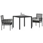 Conjunto de Comedor de Jardín de 3 Piezas con Cojines Ratan Sintético Negro von , Gartenstühle - Ref: Foro24-3334855, Preis: ...