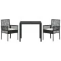 Conjunto de Comedor de Jardín de 3 Piezas con Cojines Ratan Sintético Negro von , Gartenstühle - Ref: Foro24-3334855, Preis: ...