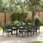 Juego de Comedor de Jardín de 7 Piezas con Cojines en Ratan Sintético Negro | Foro24.es | Tu tienda online para hogar, jardín y más Foro24.es