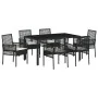 Juego de Comedor de Jardín de 7 Piezas con Cojines en Ratan Sintético Negro | Foro24.es | Tu tienda online para hogar, jardín y más Foro24.es