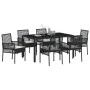 Juego de Comedor de Jardín de 7 Piezas con Cojines en Ratan Sintético Negro | Foro24.es | Tu tienda online para hogar, jardín y más Foro24.es
