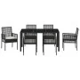 Juego de Comedor de Jardín de 7 Piezas con Cojines en Ratan Sintético Negro | Foro24.es | Tu tienda online para hogar, jardín y más Foro24.es