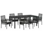 Juego de comedor de jardín de 7 piezas de con cojines de polirratán negro de , Sillas de jardín - Ref: Foro24-3334859, Precio...
