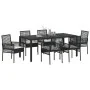 Juego de comedor de jardín de 7 piezas de con cojines de polirratán negro de , Sillas de jardín - Ref: Foro24-3334859, Precio...