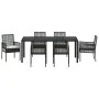 Juego de comedor de jardín de 7 piezas de con cojines de polirratán negro de , Sillas de jardín - Ref: Foro24-3334859, Precio...