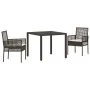 Conjunto de comedor de jardín de 3 piezas con cojines marrón de poliratán | Foro24.es | Tu tienda online para hogar, jardín y más Foro24.es