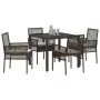 Conjunto de Comedor de Jardín de 5 Piezas con Cojines Marrón de Poliratán by , Garden chairs - Ref: Foro24-3334864, Price: 33...