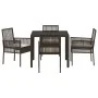 Conjunto de Comedor de Jardín de 5 Piezas con Cojines Marrón de Poliratán by , Garden chairs - Ref: Foro24-3334864, Price: 33...