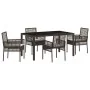 Conjunto de comedor de jardín de 5 piezas con cojines de ratán sintético marrón by , Garden chairs - Ref: Foro24-3334865, Pri...