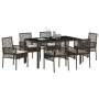 Conjunto de comedor de jardín de 7 piezas de con cojines de poliratán marrón | Foro24.es | Tu tienda online para hogar, jardín y más Foro24.es