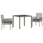 Conjunto de Comedor de Jardín de 3 Piezas con Cojines Gris de Poliratán by , Garden chairs - Ref: Foro24-3334871, Price: 227,...