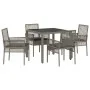 Conjunto de Comedor de Jardín de 5 Piezas con Cojines Gris de Poliratán | Foro24.es | Tu tienda online para hogar, jardín y más Foro24.es