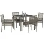 Conjunto de Comedor de Jardín de 5 Piezas con Cojines Gris de Poliratán | Foro24.es | Tu tienda online para hogar, jardín y más Foro24.es