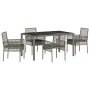 Conjunto de Comedor de Jardín de 5 Piezas con Cojines Gris de Poliratán de , Sillas de jardín - Ref: Foro24-3334873, Precio: ...