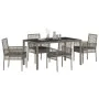 Conjunto de Comedor de Jardín de 5 Piezas con Cojines Gris de Poliratán de , Sillas de jardín - Ref: Foro24-3334873, Precio: ...