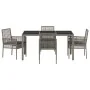 Conjunto de Comedor de Jardín de 5 Piezas con Cojines Gris de Poliratán de , Sillas de jardín - Ref: Foro24-3334873, Precio: ...