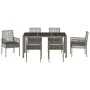 Conjunto de Comedor de Jardín de 7 Piezas con Cojines Gris de Poliratán von , Gartenstühle - Ref: Foro24-3334874, Preis: 500,...