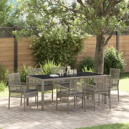 Juego de comedor de jardín de 7 piezas con cojines gris poliratán von , Gartenstühle - Ref: Foro24-3334875, Preis: 530,49 €, ...