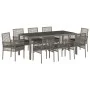 Conjunto de Comedor de Jardín de 9 Piezas con Cojines en Gris de Poliratán | Foro24.es | Tu tienda online para hogar, jardín y más Foro24.es