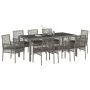 Conjunto de Comedor de Jardín de 9 Piezas con Cojines en Gris de Poliratán | Foro24.es | Tu tienda online para hogar, jardín y más Foro24.es