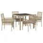 Juego de Comedor de Jardín de 5 Piezas con Cojines Beige de Poliratán von , Gartenstühle - Ref: Foro24-3334880, Preis: 344,06...