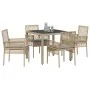 Juego de Comedor de Jardín de 5 Piezas con Cojines Beige de Poliratán von , Gartenstühle - Ref: Foro24-3334880, Preis: 344,06...