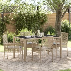 Conjunto de Comedor de Jardín de 5 Piezas con Cojines Beige de Poliratán von , Gartenstühle - Ref: Foro24-3334881, Preis: 389...