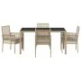 Conjunto de Comedor de Jardín de 5 Piezas con Cojines Beige de Poliratán von , Gartenstühle - Ref: Foro24-3334881, Preis: 393...