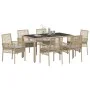 Conjunto de Comedor de Jardín de 7 Piezas con Cojines Beige de Poliratán by , Garden chairs - Ref: Foro24-3334882, Price: 506...