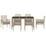 Conjunto de Comedor de Jardín de 7 Piezas con Cojines Beige de Poliratán by , Garden chairs - Ref: Foro24-3334882, Price: 506...