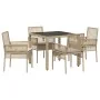 Juego de Comedor de Jardín de 5 Piezas con Cojines Beige de Poliratán von , Gartenstühle - Ref: Foro24-3334888, Preis: 341,75...