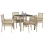Juego de Comedor de Jardín de 5 Piezas con Cojines Beige de Poliratán von , Gartenstühle - Ref: Foro24-3334888, Preis: 341,75...