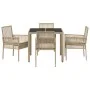 Juego de Comedor de Jardín de 5 Piezas con Cojines Beige de Poliratán von , Gartenstühle - Ref: Foro24-3334888, Preis: 341,75...