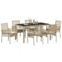 Conjunto de Comedor de Jardín de 7 Piezas con Cojines Beige de Polirratán de , Sillas de jardín - Ref: Foro24-3334890, Precio...