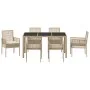 Conjunto de Comedor de Jardín de 7 Piezas con Cojines Beige de Polirratán de , Sillas de jardín - Ref: Foro24-3334890, Precio...
