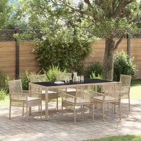 Set de Comedor de Jardín de 7 Piezas con Cojines