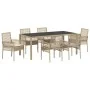 Set de Comedor de Jardín de 7 Piezas con Cojines Beige de Poliratán de , Sillas de jardín - Ref: Foro24-3334891, Precio: 533,...