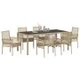Set de Comedor de Jardín de 7 Piezas con Cojines Beige de Poliratán de , Sillas de jardín - Ref: Foro24-3334891, Precio: 533,...