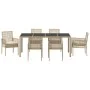 Set de Comedor de Jardín de 7 Piezas con Cojines Beige de Poliratán de , Sillas de jardín - Ref: Foro24-3334891, Precio: 533,...