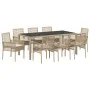 Conjunto de Comedor de Jardín de 9 Piezas con Cojines Beige de Poliratán de , Sillas de jardín - Ref: Foro24-3334892, Precio:...