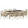 Conjunto de Comedor de Jardín de 9 Piezas con Cojines Beige de Poliratán de , Sillas de jardín - Ref: Foro24-3334892, Precio:...